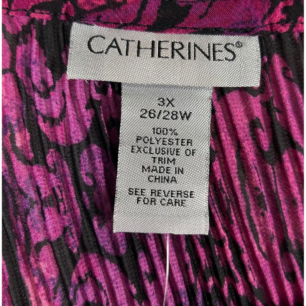 NWT Catherines Womens 3X Purple Black Ombre Pleated Beaded Tunic Blouse - Picture 5 of 9
